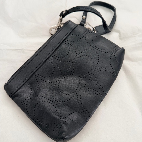 Coach Black Perforated Wristlet - Picture 3 of 6